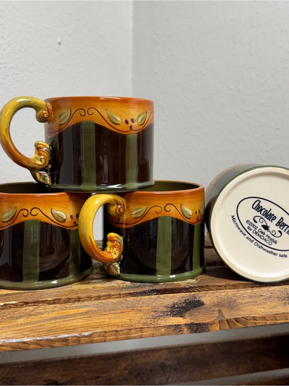 Demdaco Chocolate Berries Deb Hrabik 2002 Coffee / Teacups Mugs - Set of 4